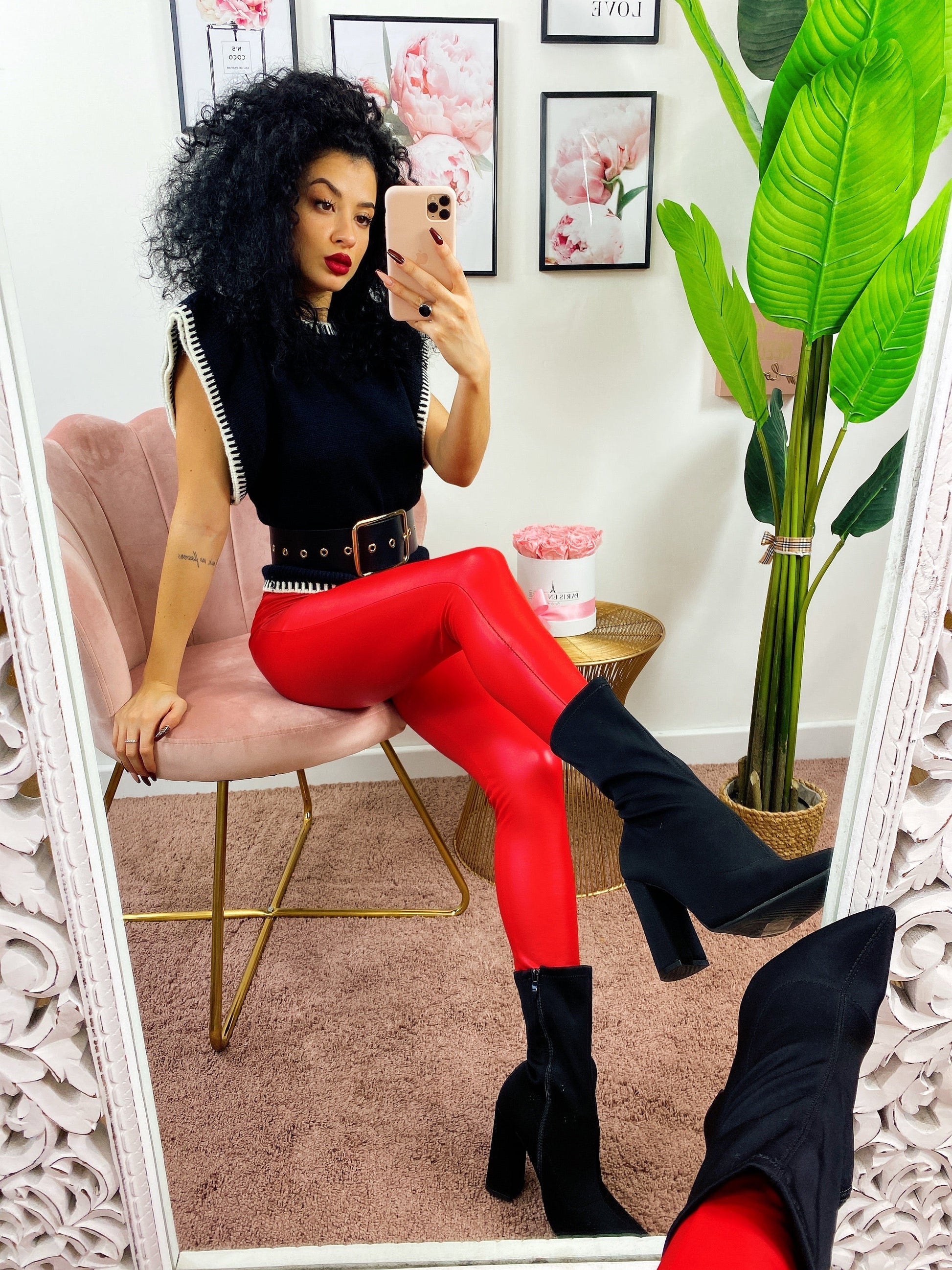 Leggins eco pelle Rosso