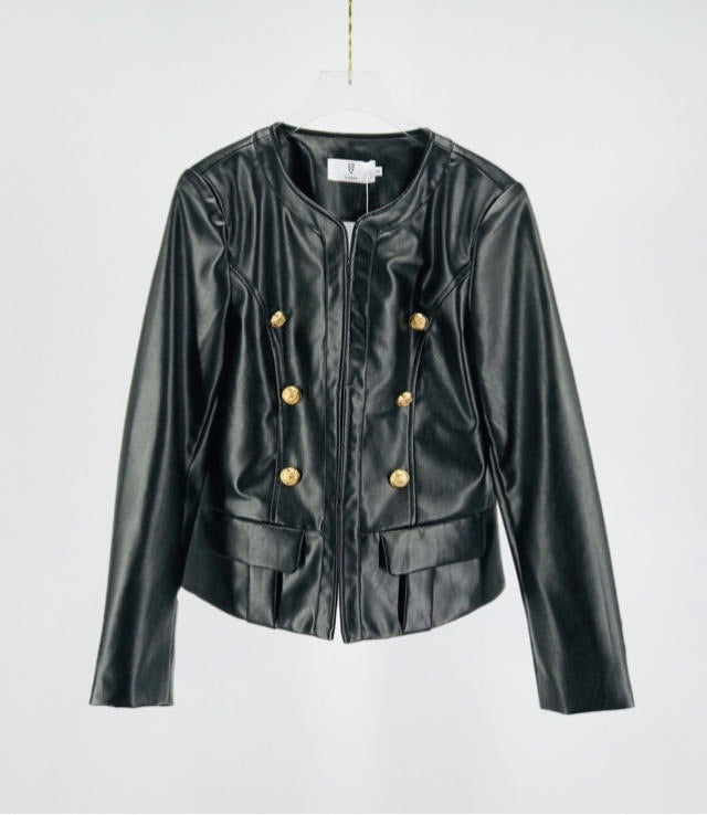 Giacca in ecopelle con bottoni gold