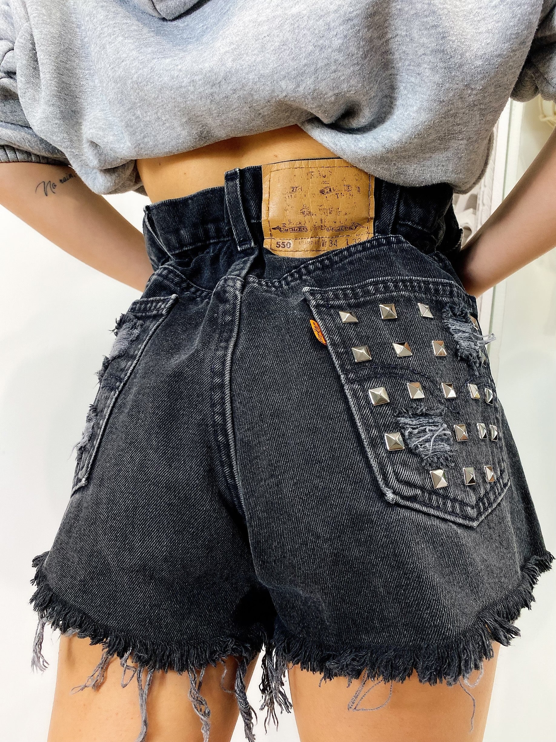 Short Levi’s Vintage con Borchie bagno grigio scuro