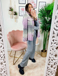 Giacca con bottoni Multicolor grigia e lilla