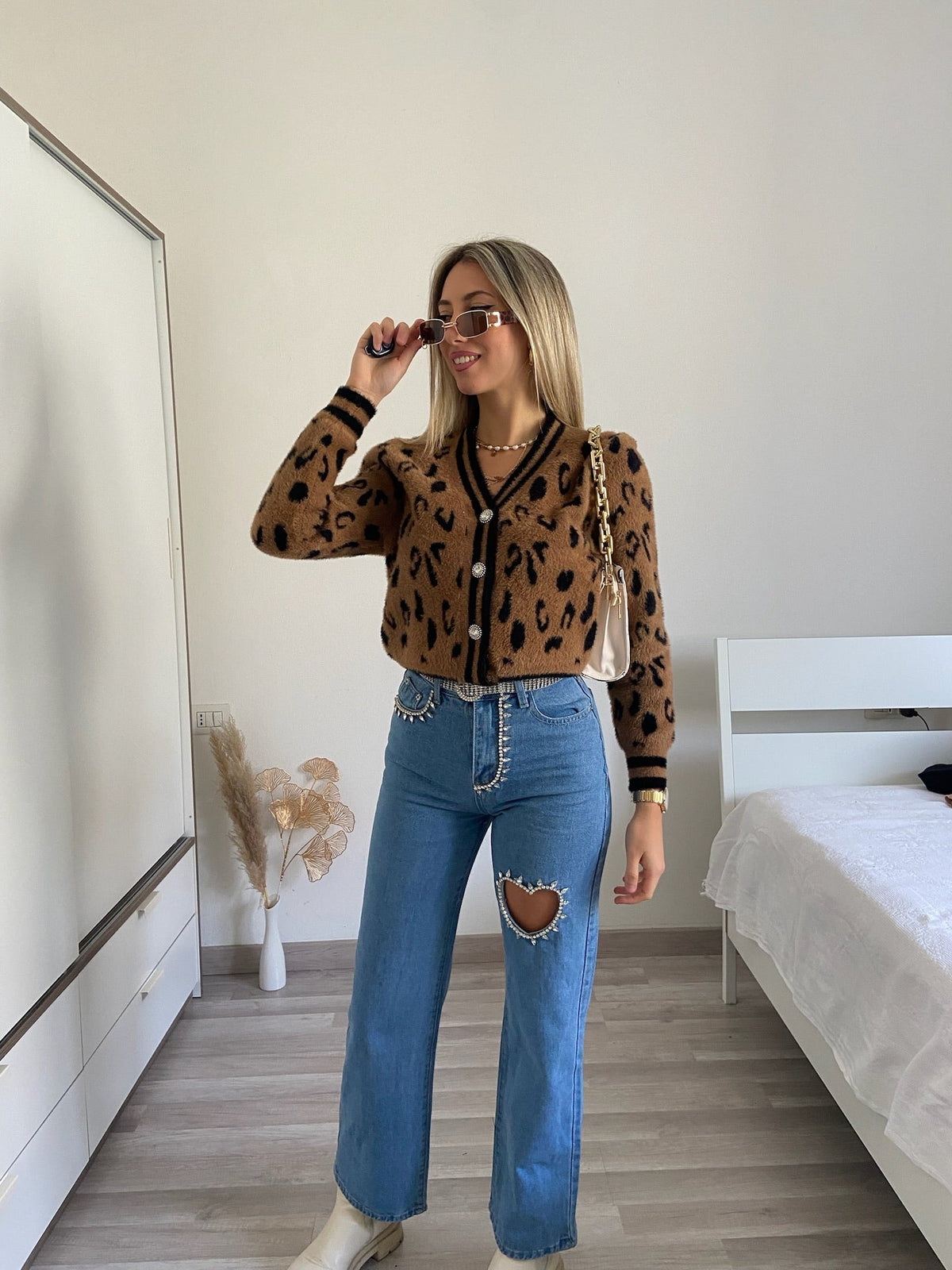 Cardigan animalier Camel