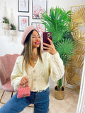 Maglione top quality panna con gioiello in strass