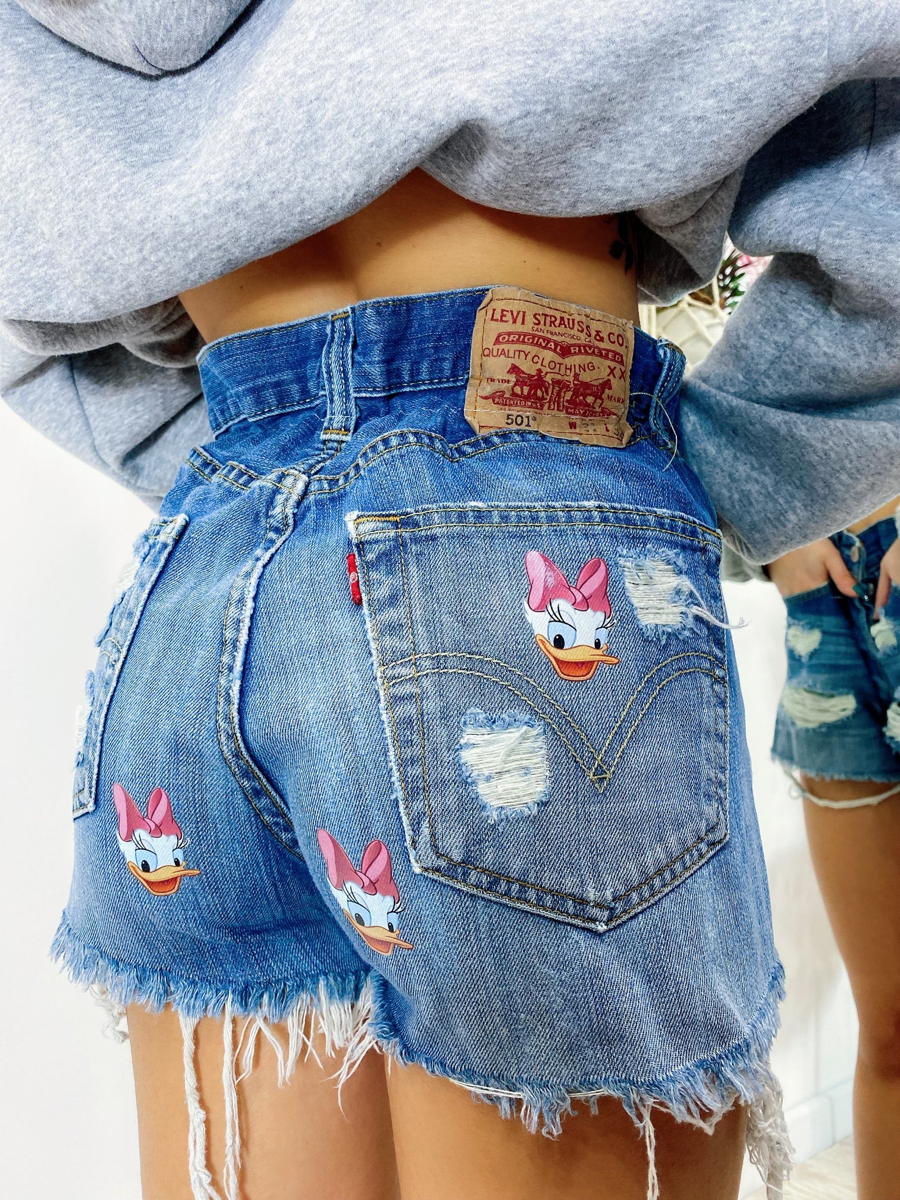 Short Levi’s Vintage con stampa Paperina sfrangiato