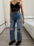 Jeans con strappi wide leg