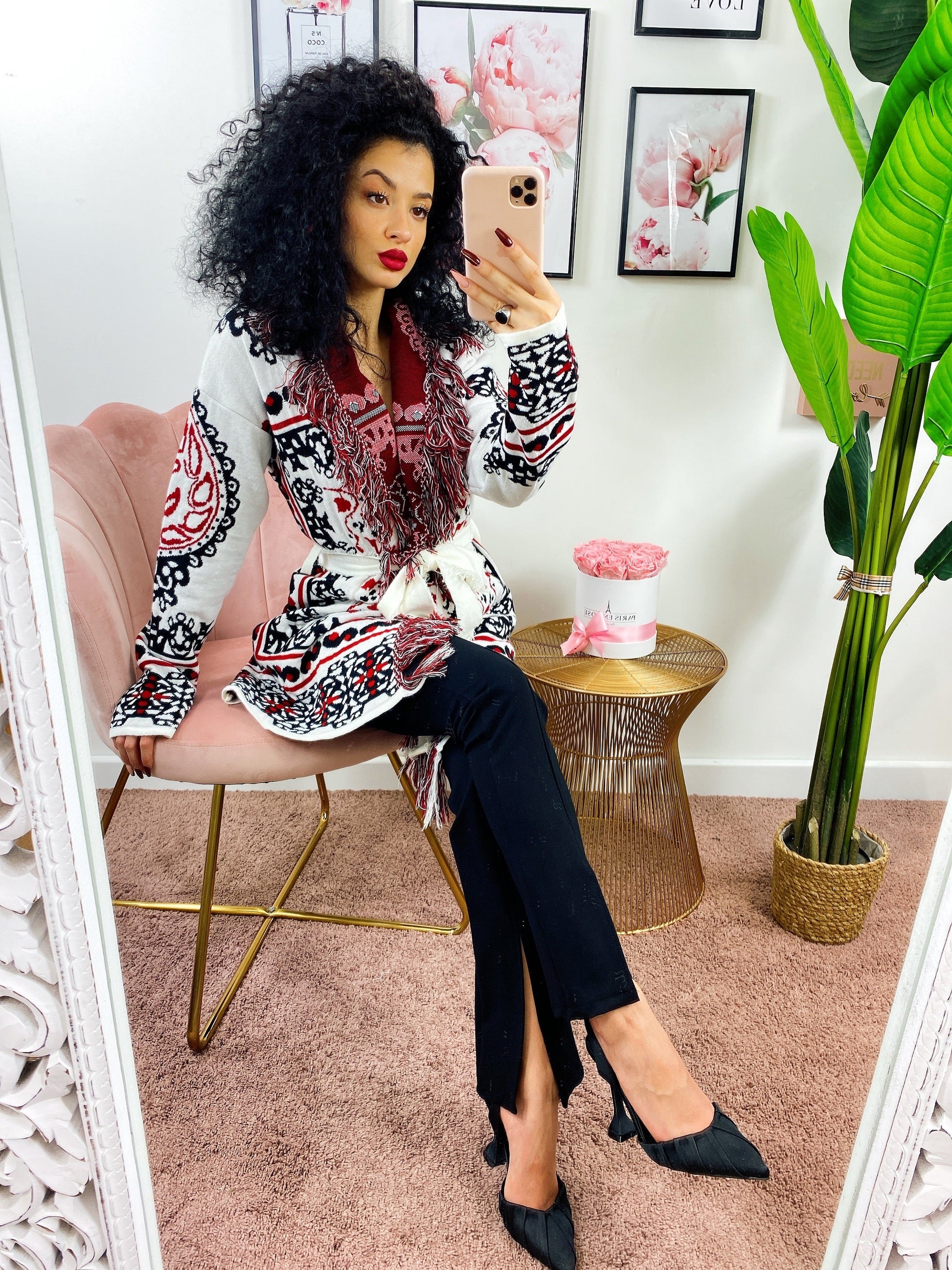 Cardigan Con dettagli rosso nero