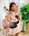 Set gonna e maglia crop Rosa