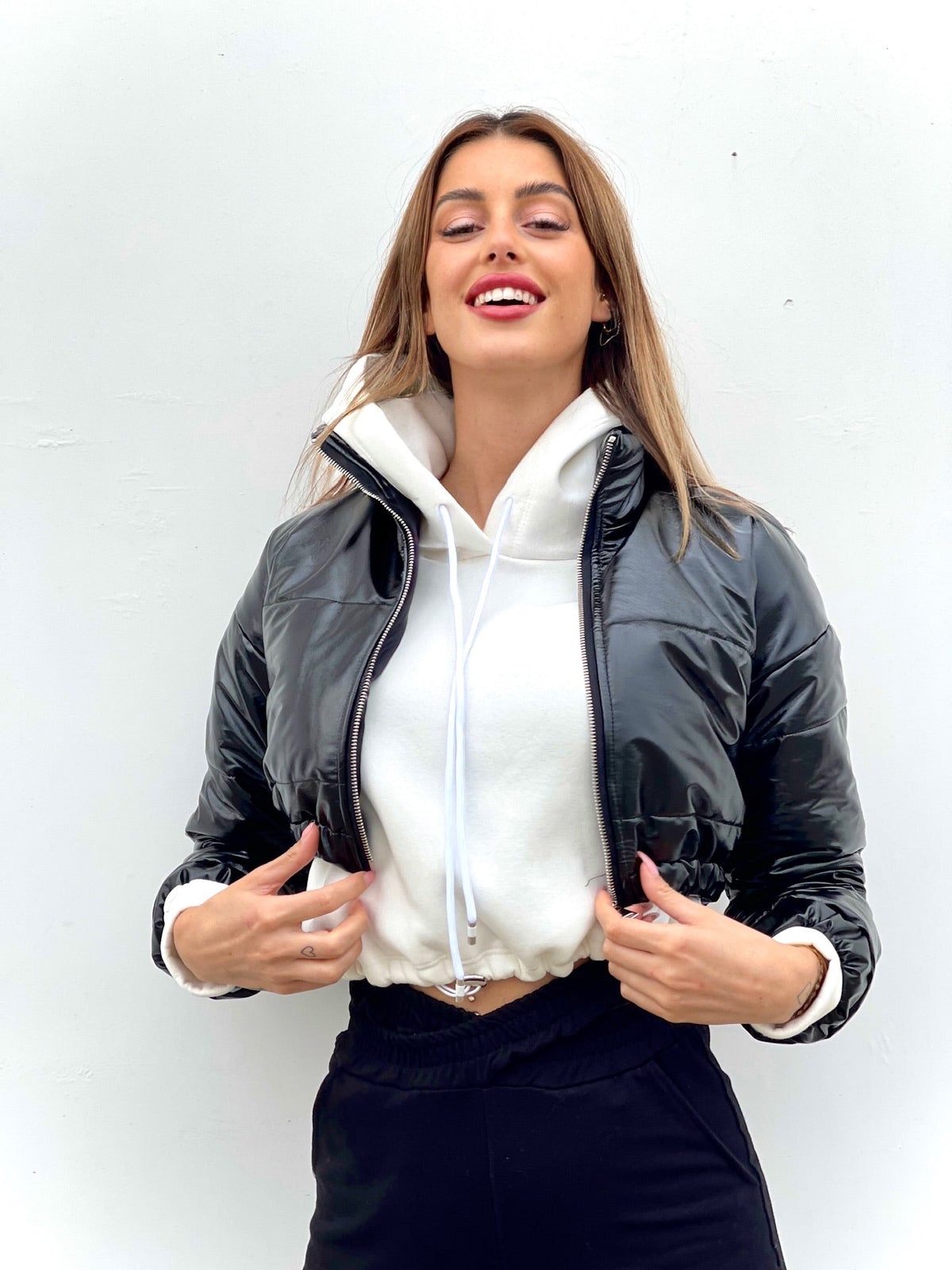 Felpa con elastico bianca