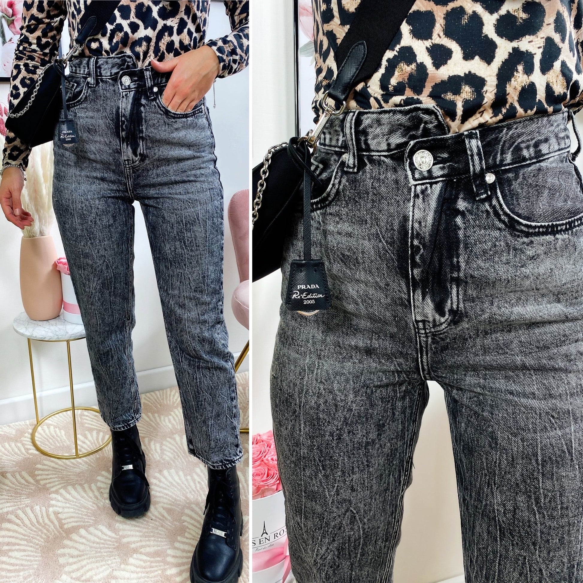 Jeans Bottone asimmetrico Grigio