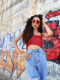 Top luxsequin rosso