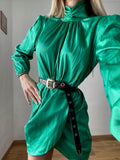Abito in raso verde smeraldo