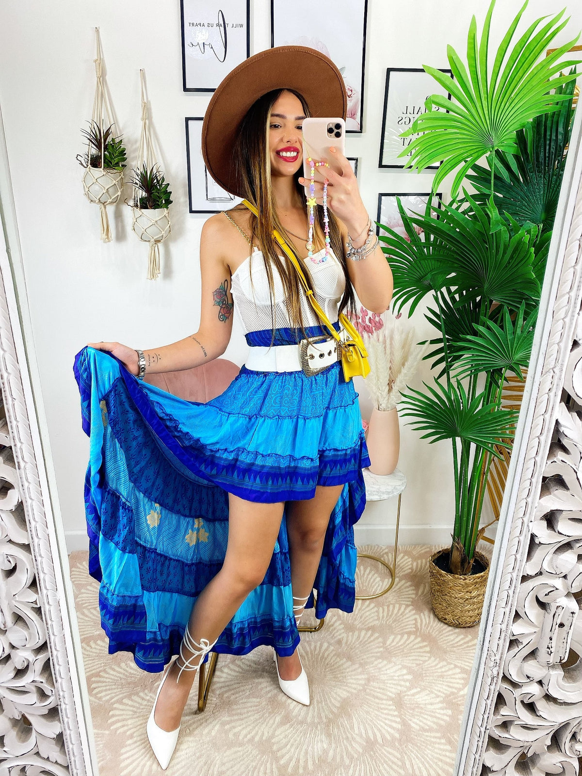 Gonna asimmetrica Celeste e blu