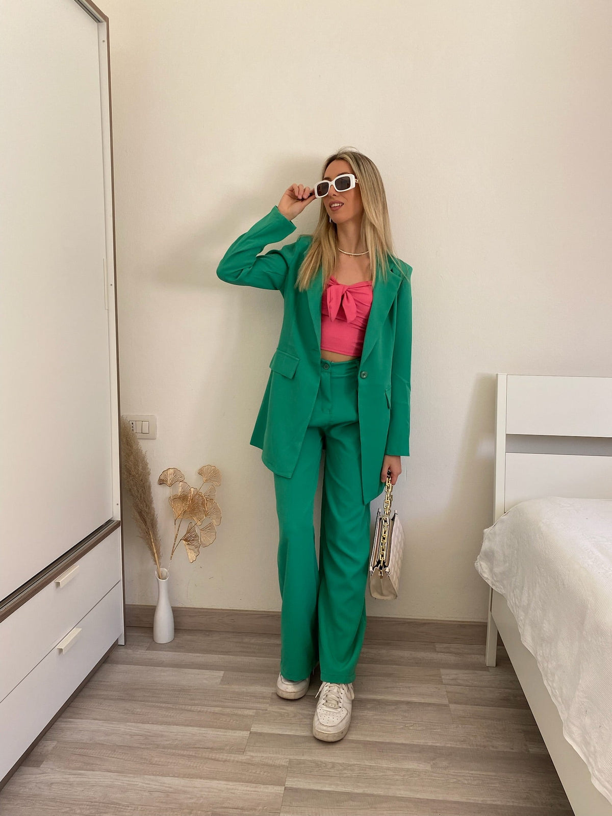Completo oversize giacca e pantalone verde