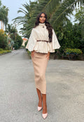 Cappa panna con cintura Camel