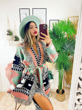Cardigan con frange menta