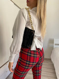 Top in raso bianco con fiocco