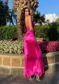 Abito bustier lungo Fuxia