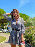 Maxi camicione a quadri nero