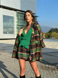 Cappotto check trama verde