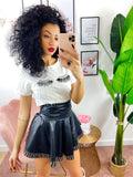 T-shirt con ciglia e strass