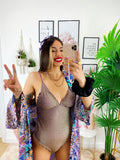 Body intero glitter con arricciature