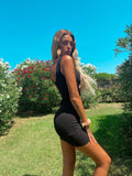 Abito aderente con scollo a V Nero