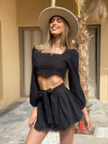 Completo in pizzo San Gallo nero