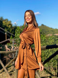 Abito in raso camel