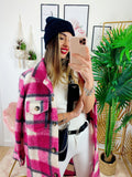 Giacca a quadri lunga Fucsia