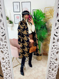 Giacca pied de poule Camel e nera