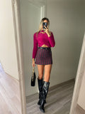 Gonna in tweed nero Fuxia