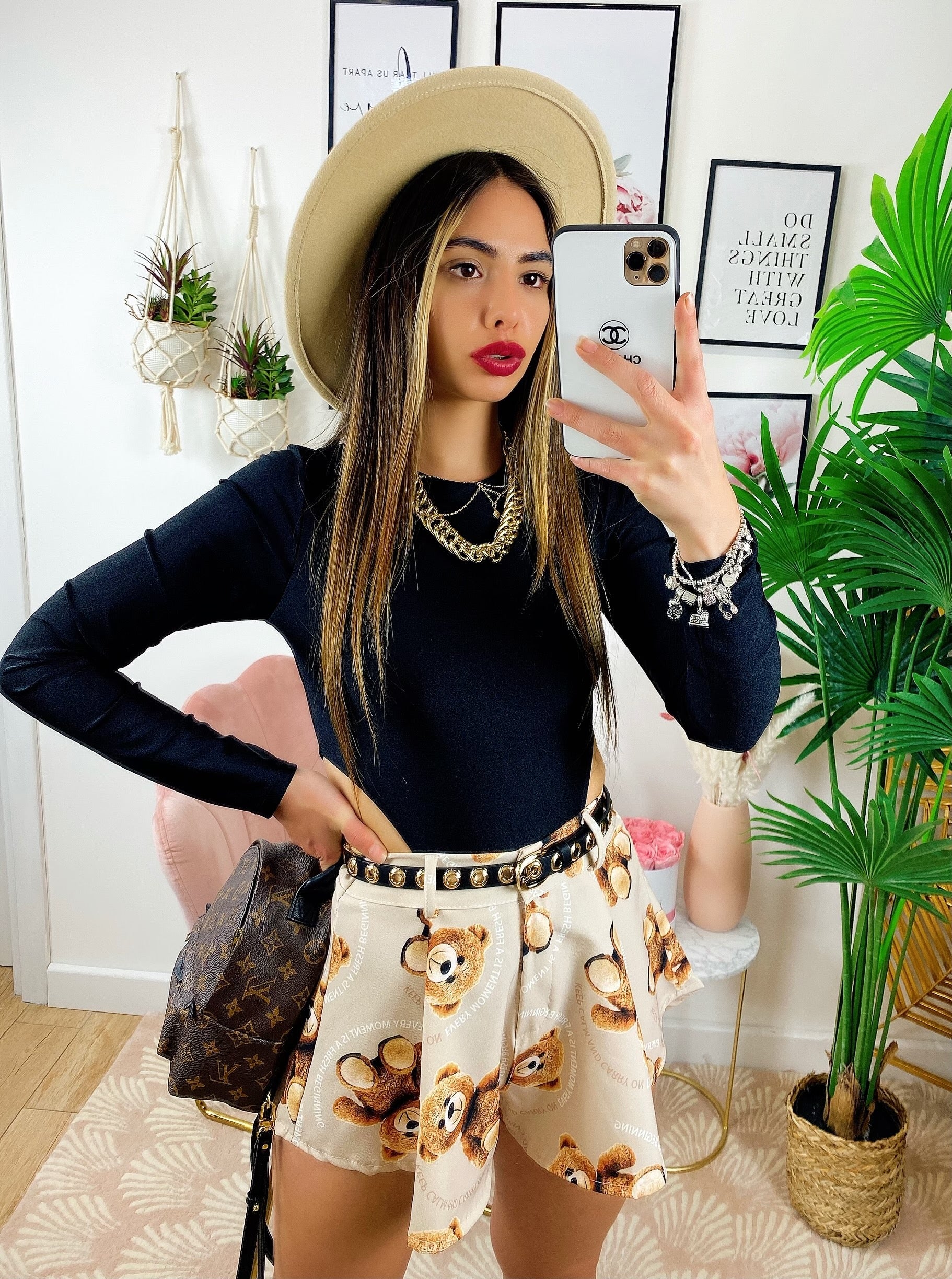 Short con Orsetti beige