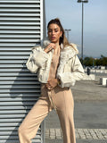 Giaccone beige con pelo