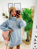 Maxi maglione collo alto con perle Carta da zucchero