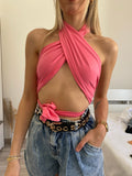 Top a fascia rosa barbie