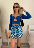 Gonna geometrica azzurra