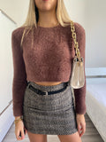 Gonna in tweed nero beige