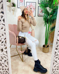 Jeans easy con catenella bianco