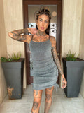 Abito glitter con arricciature