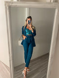 Completo giacca e pantalone Petrolio
