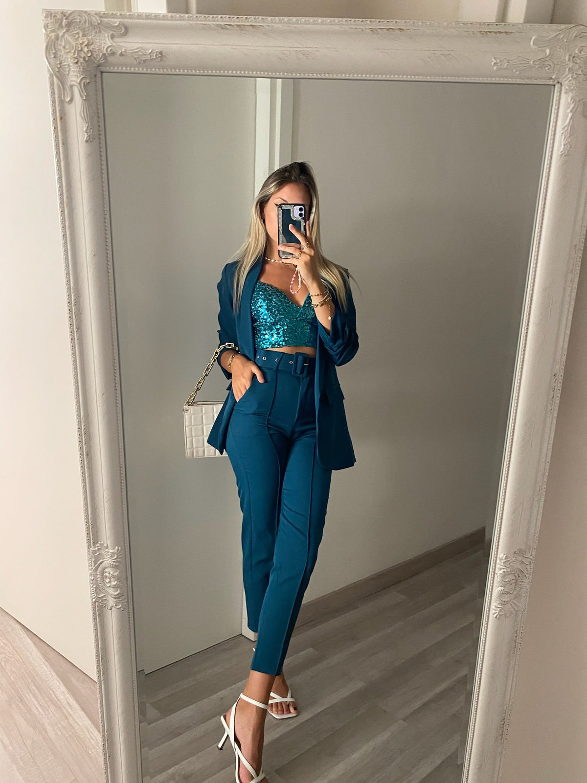 Completo giacca e pantalone Petrolio