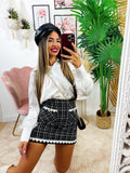 Gonna in tweed nera