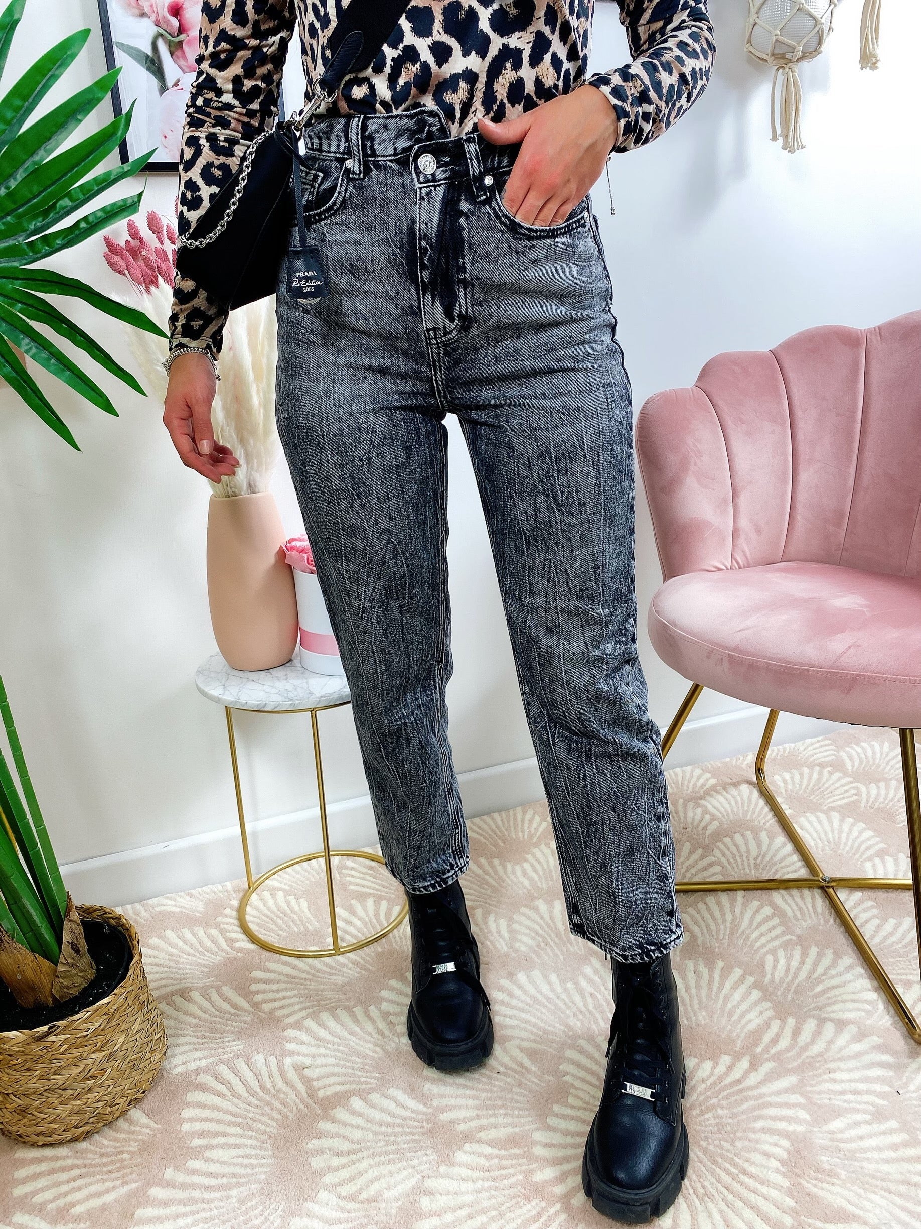 Jeans Bottone asimmetrico Grigio