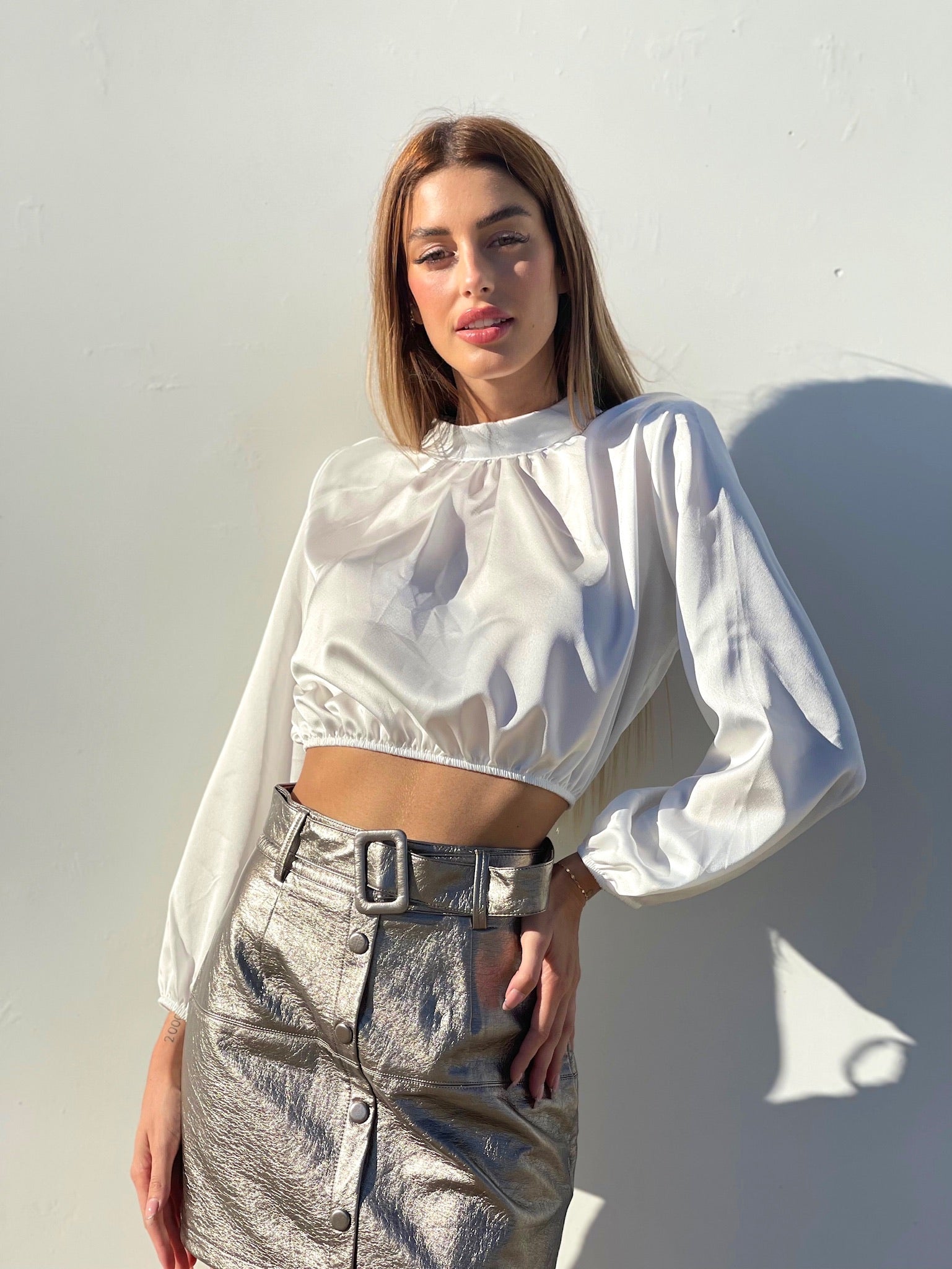 Top in raso bianco