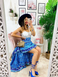 Gonna asimmetrica azzurra e celeste