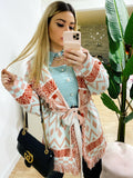 Cardigan frange e cinta pesca