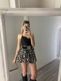 Top in raso con catena argento