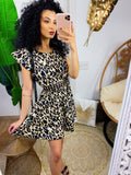Abito animalier con elastico in vita