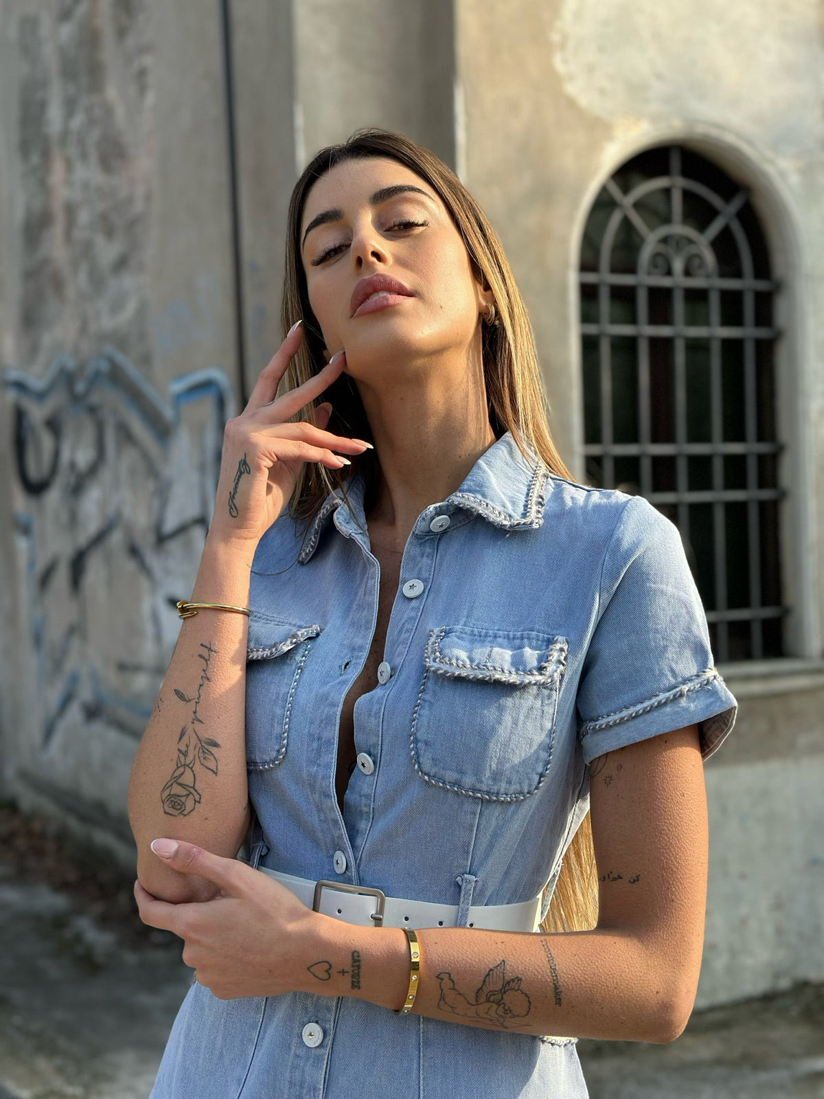 Tutina in jeans con cintura