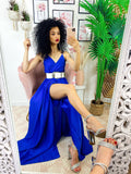 Abito con maxi spacco blu elettrico
