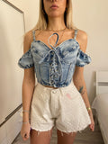 Top in jeans con manichina
